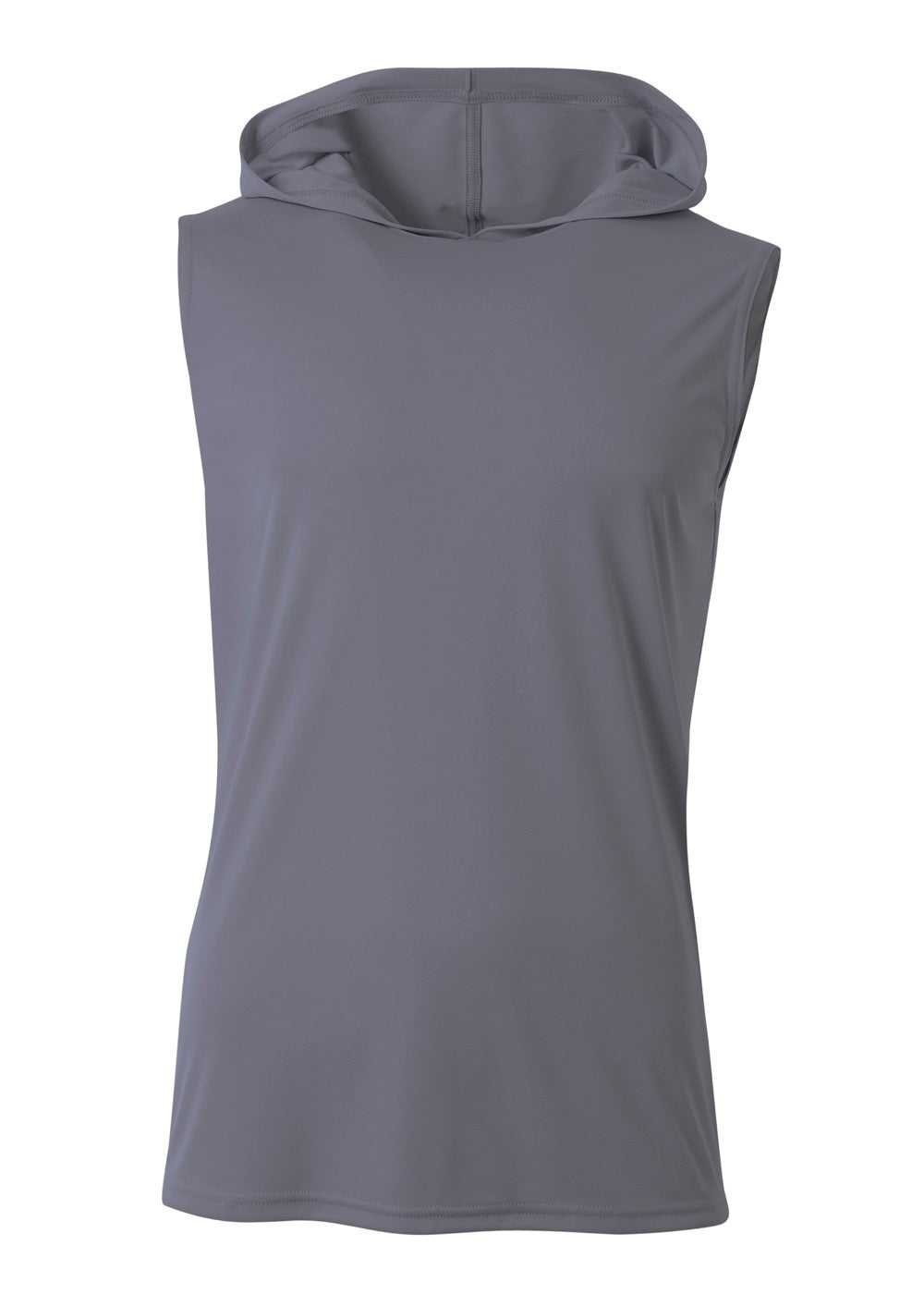 A4 N3410 Sleeveless Hooded Tee - Graphite - HIT a Double