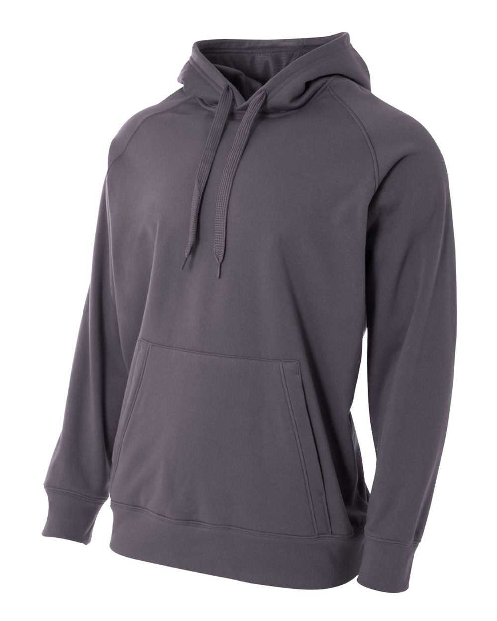 A4 N4237 Solid Tech Fleece Hoodie - Graphite - HIT a Double