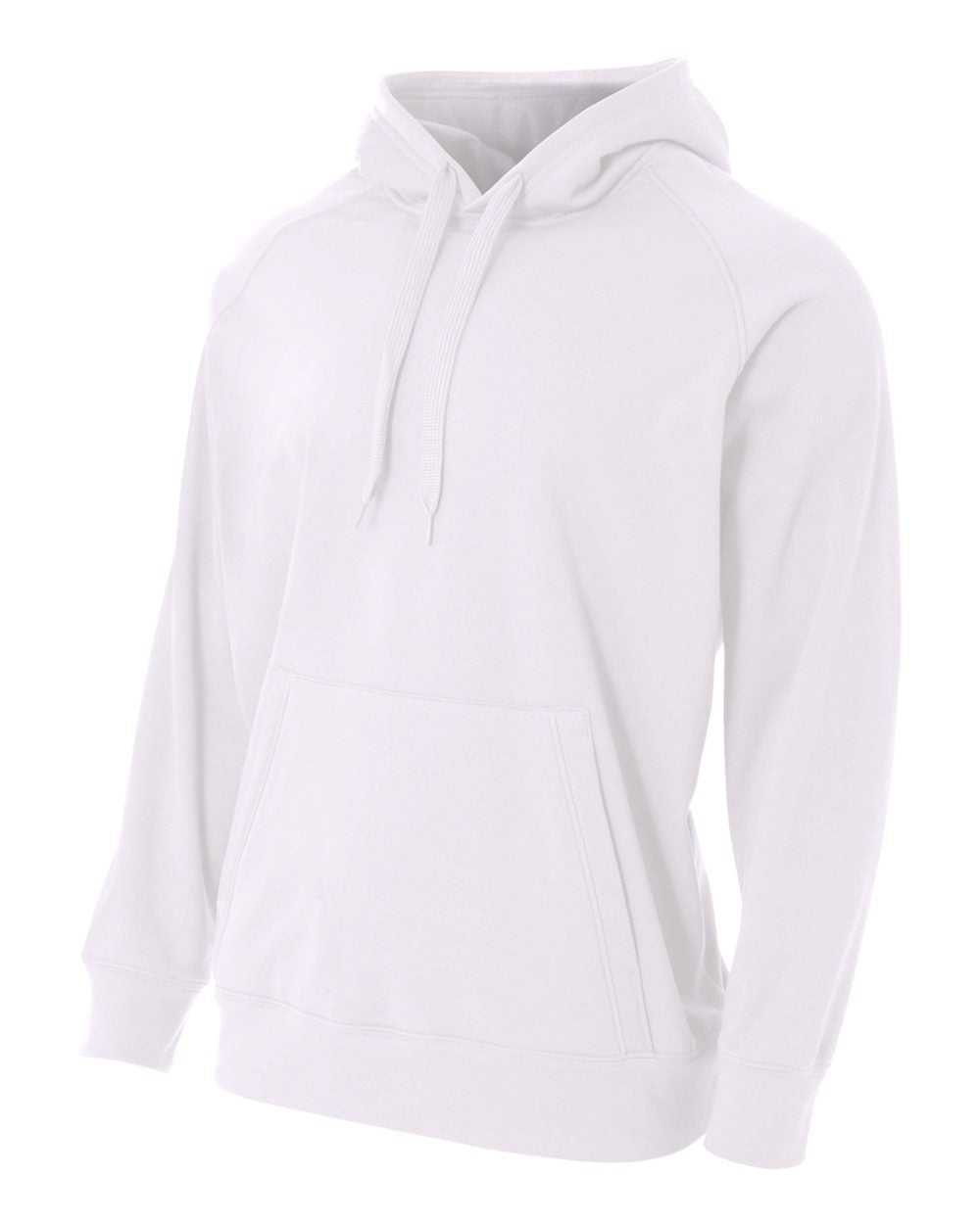 A4 N4237 Solid Tech Fleece Hoodie - White - HIT a Double