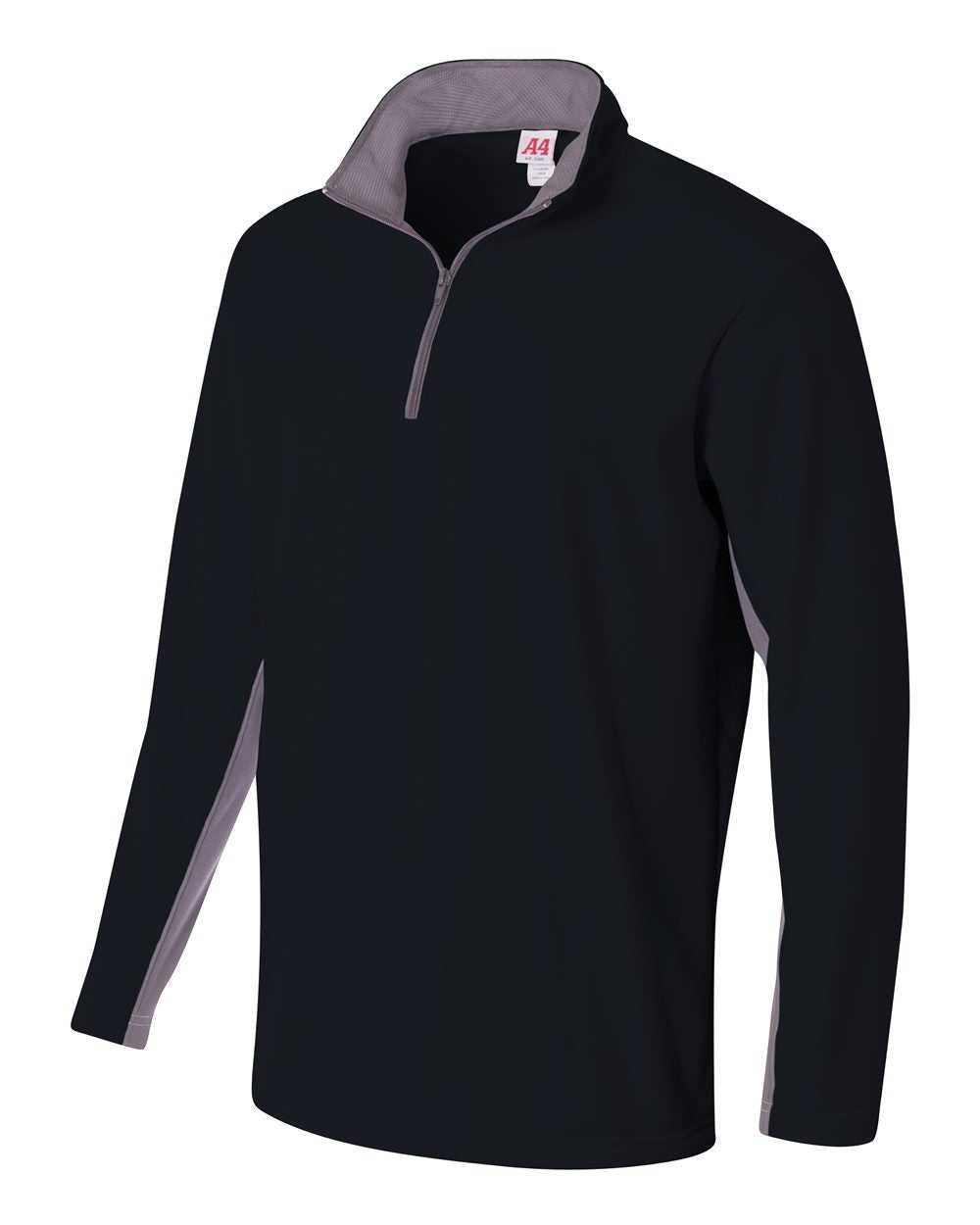 A4 N4246 1/4 Zip Color Block Fleece Jacket - Black Graphite - HIT a Double