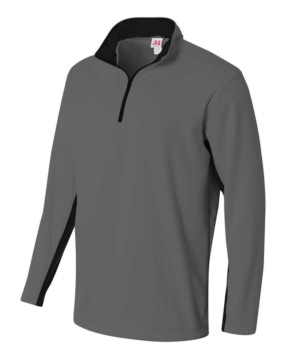 A4 N4246 1/4 Zip Color Block Fleece Jacket - Graphite Black - HIT a Double