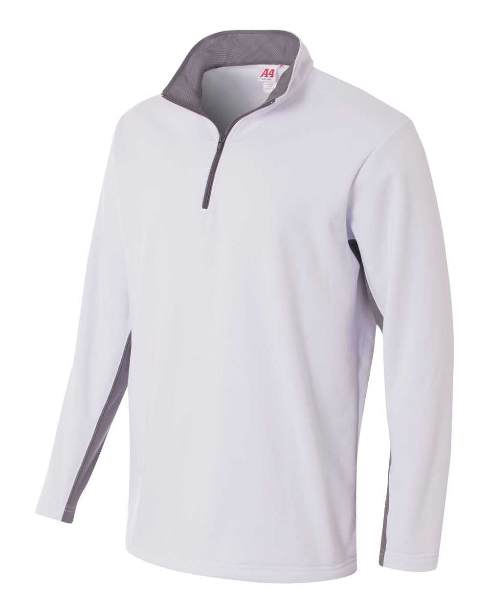 A4 N4246 1/4 Zip Color Block Fleece Jacket - White Graphite - HIT a Double