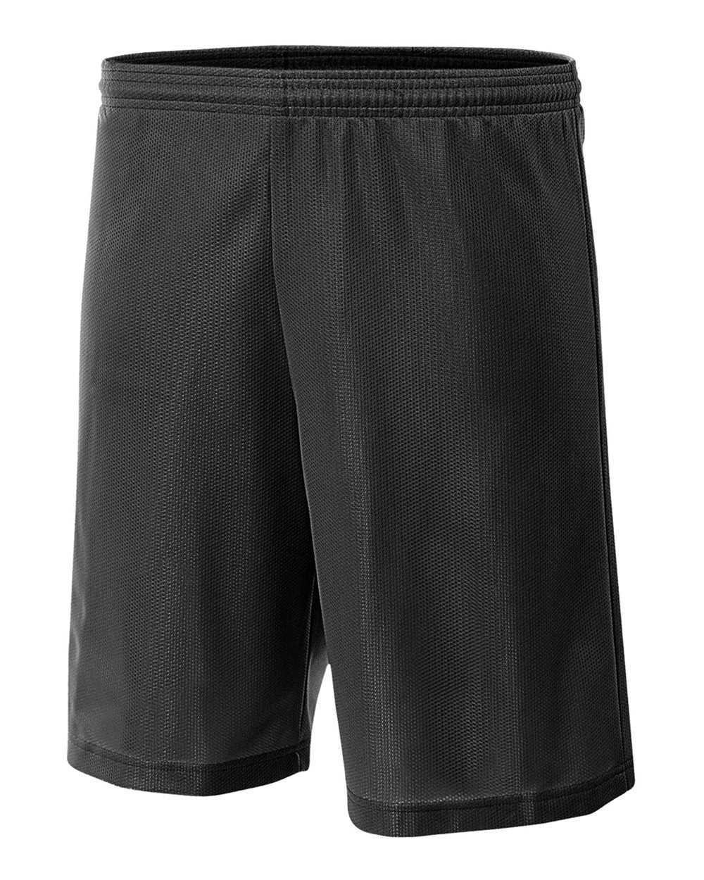 A4 N5255 9" Lined Micromesh Shorts - Black - HIT a Double