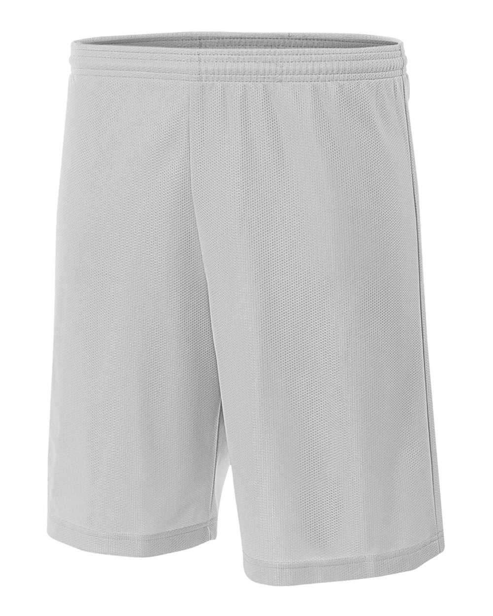 A4 N5255 9&quot; Lined Micromesh Shorts - Silver - HIT a Double