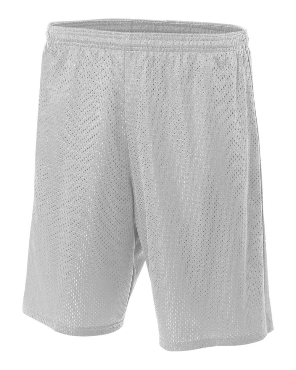 A4 N5293 7&quot; Lined Tricot Mesh Shorts - Silver - HIT a Double