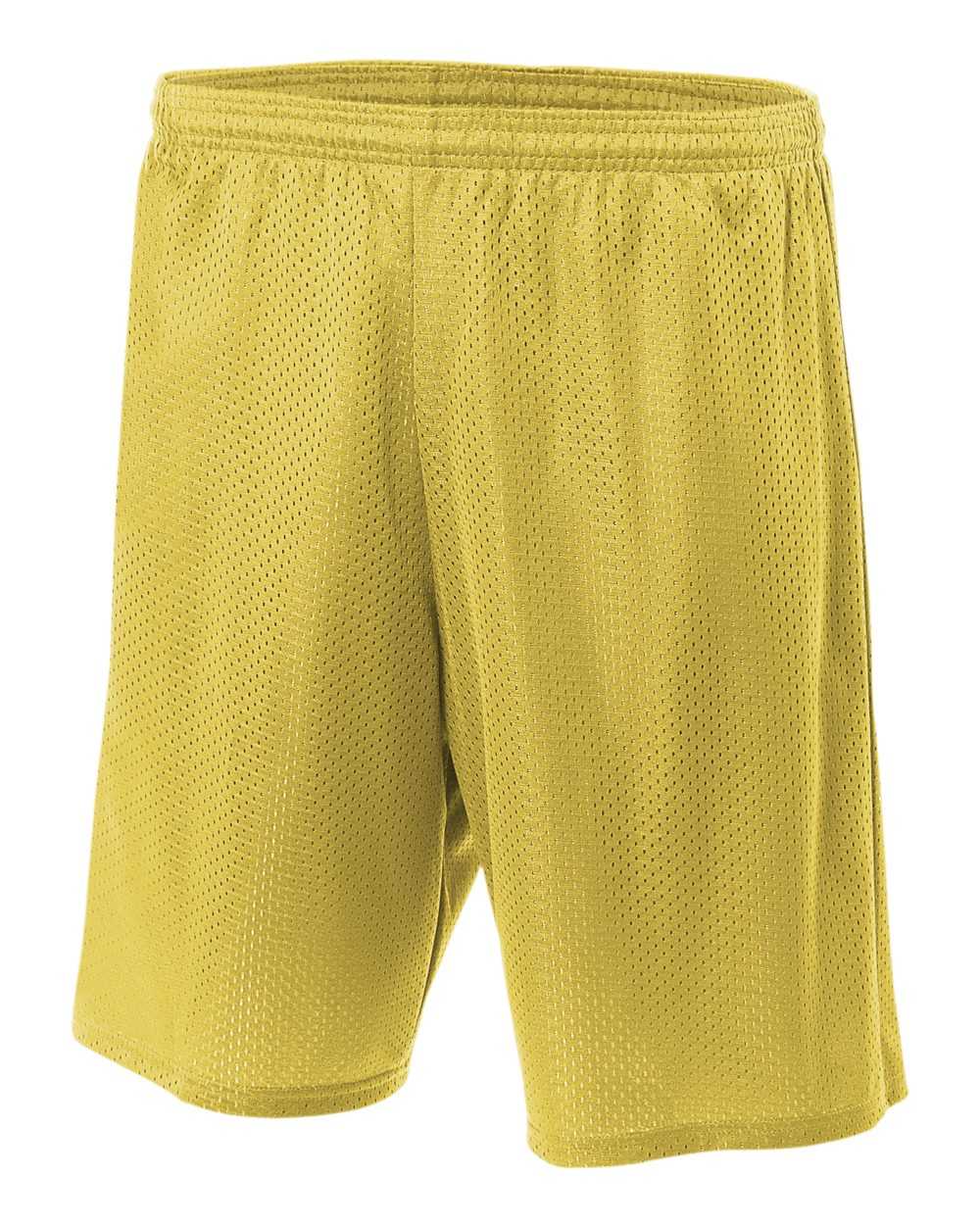 A4 N5296 9" Lined Tricot Mesh Short - Gold - HIT a Double