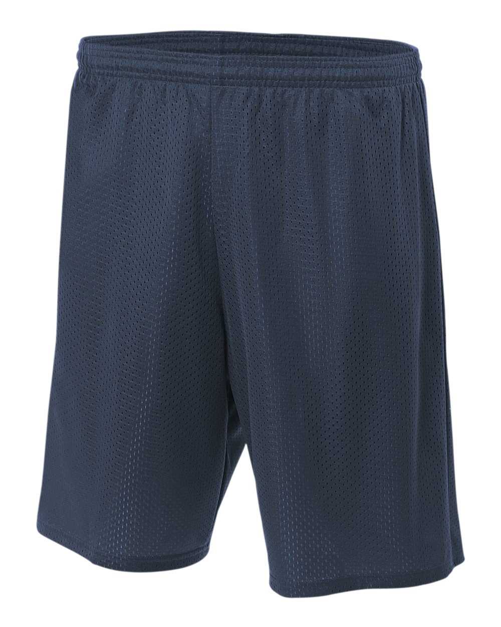 A4 N5296 9&quot; Lined Tricot Mesh Short - Navy - HIT a Double