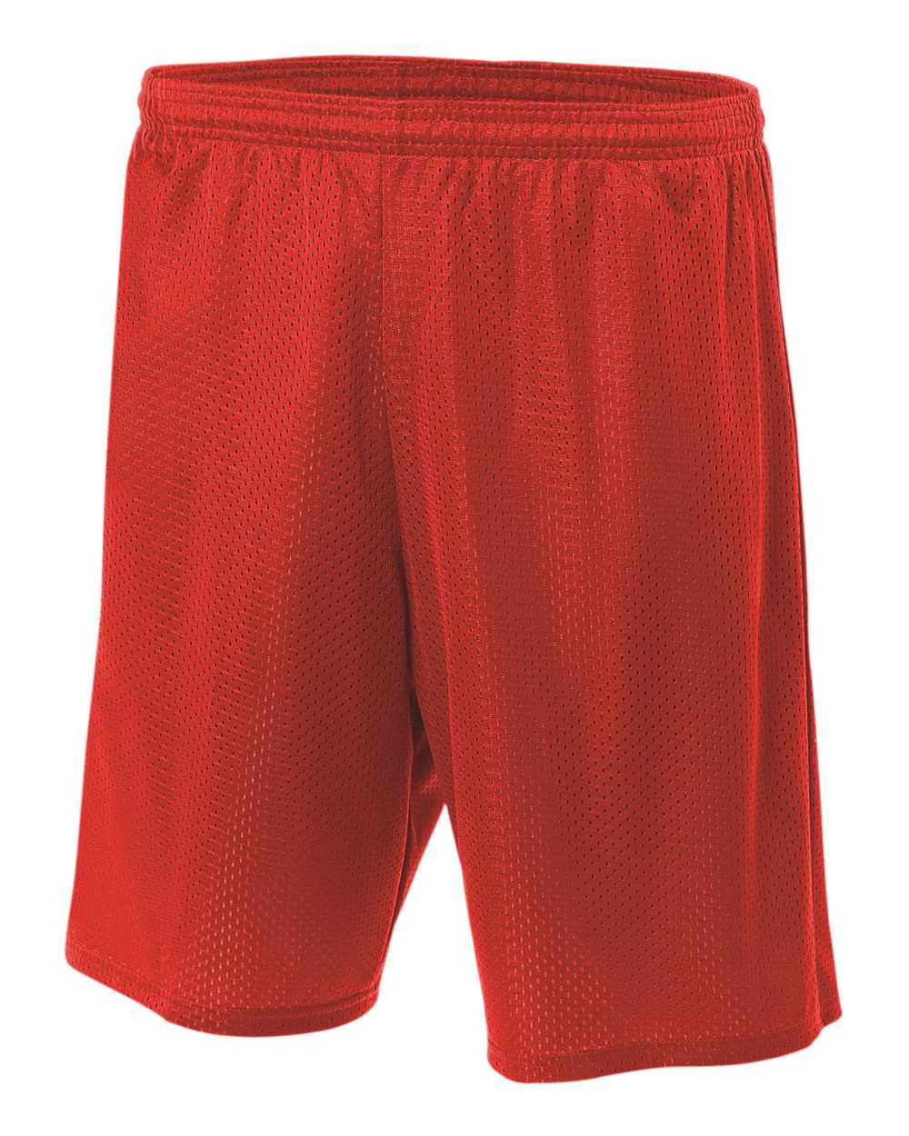 A4 N5296 9" Lined Tricot Mesh Short - Scarlet - HIT a Double