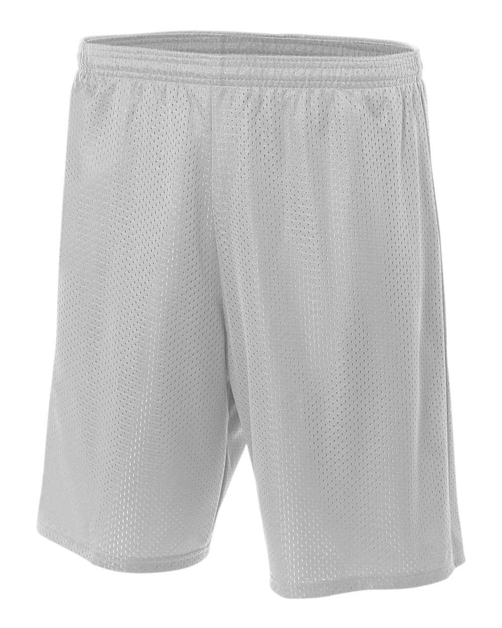 A4 N5296 9&quot; Lined Tricot Mesh Short - Silver - HIT a Double