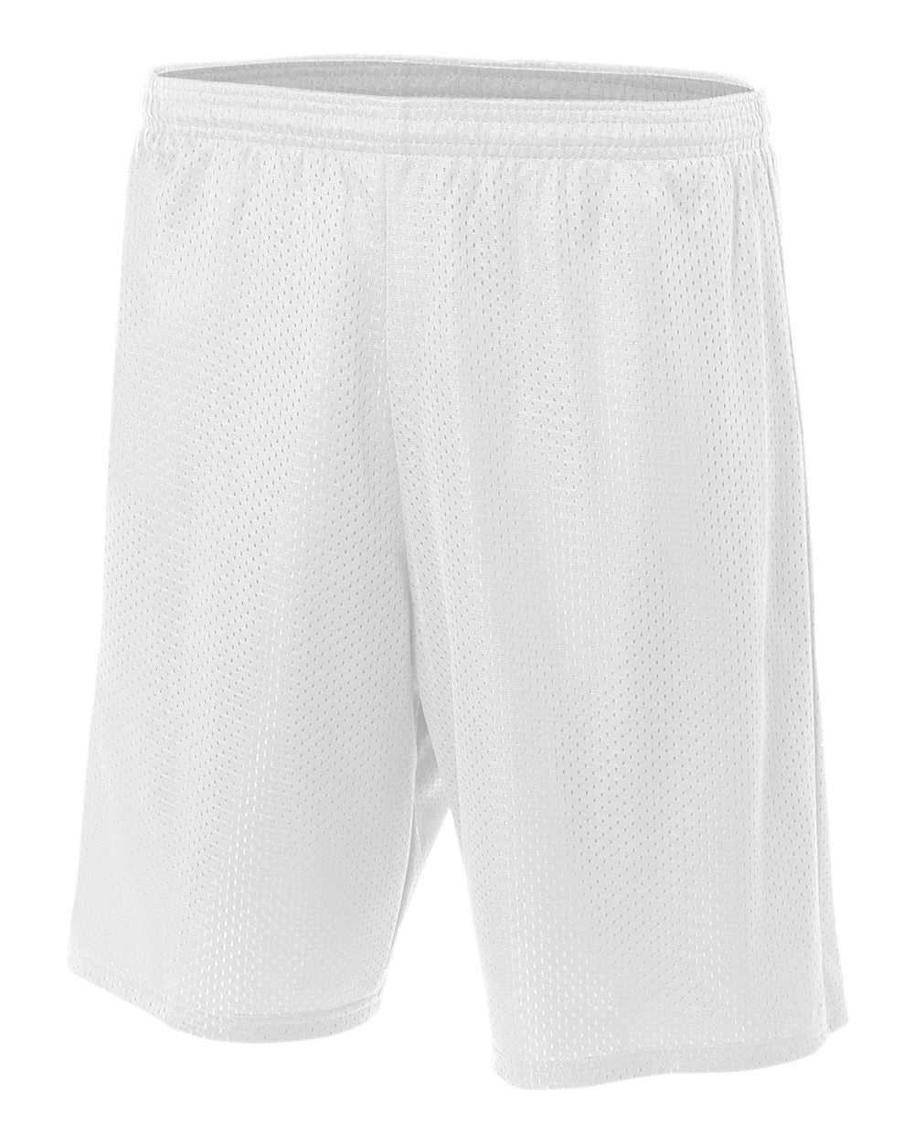 A4 N5296 9" Lined Tricot Mesh Short - White - HIT a Double