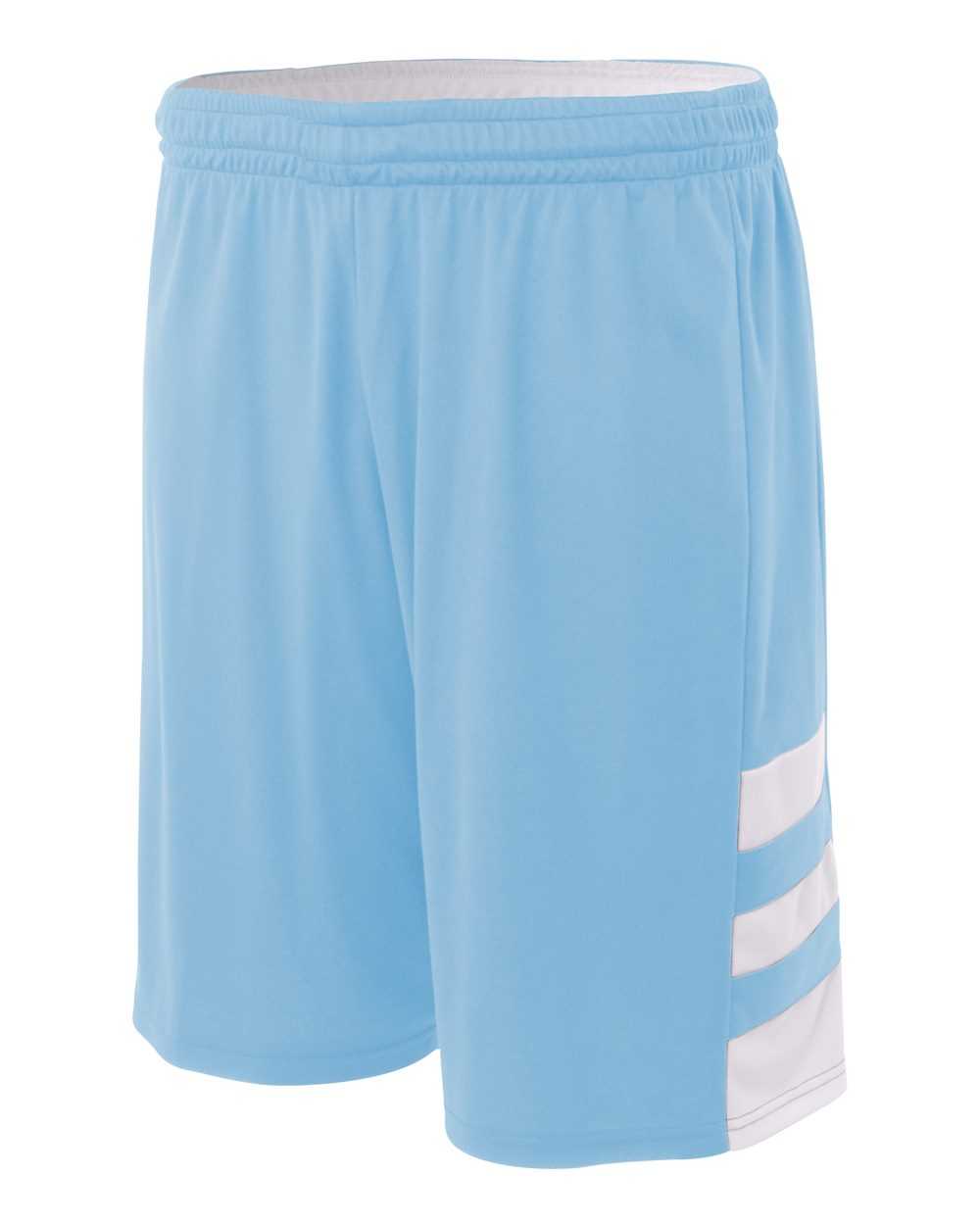 A4 N5334 10" Reversible Speedway Short - Light Blue White - HIT a Double