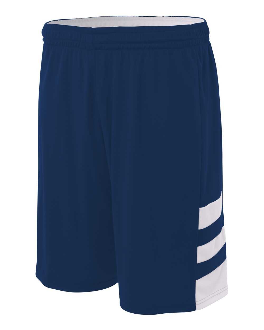 A4 N5334 10" Reversible Speedway Short - Navy White - HIT a Double