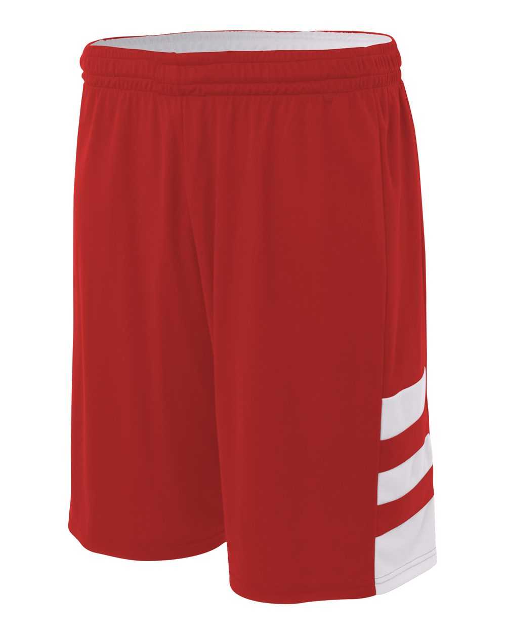 A4 N5334 10&quot; Reversible Speedway Short - Scarlet White - HIT a Double