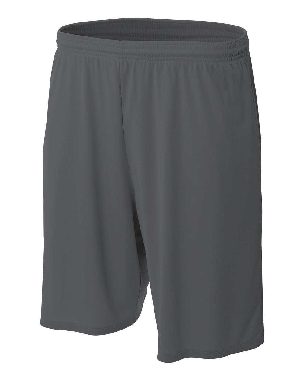 A4 N5338 9" Moisture Management Short with Side Pockets - Graphite - HIT a Double