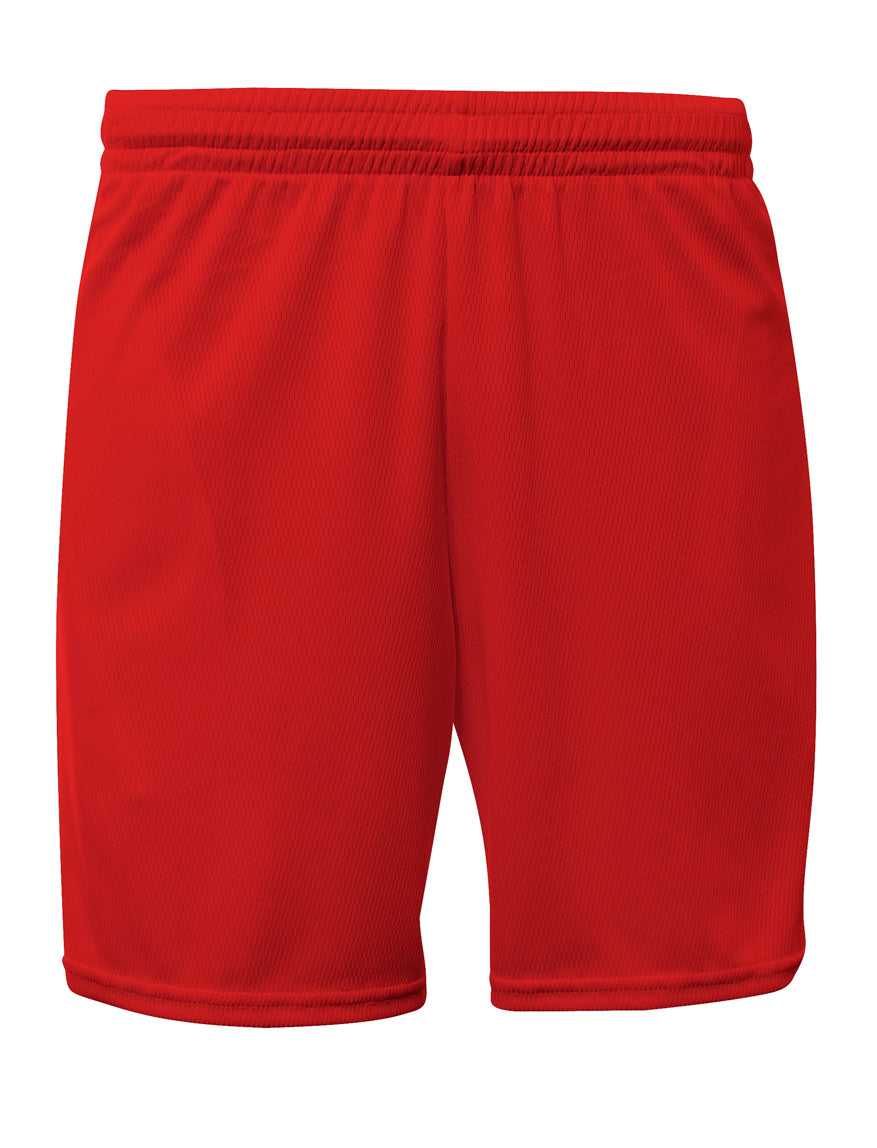 A4 N5384 Adult Flatback Mesh Short with Pockets - Scarlet - HIT a Double