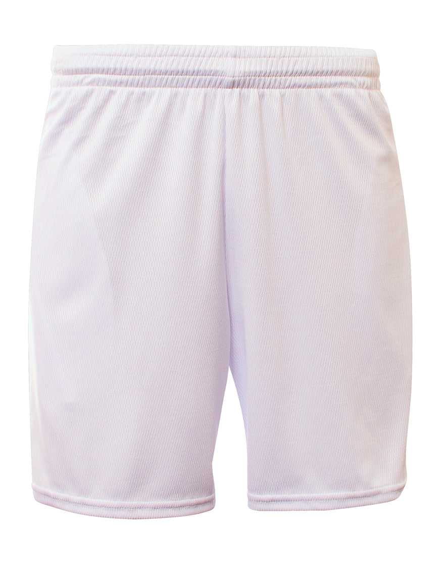 A4 N5384 Adult Flatback Mesh Short with Pockets - White - HIT a Double
