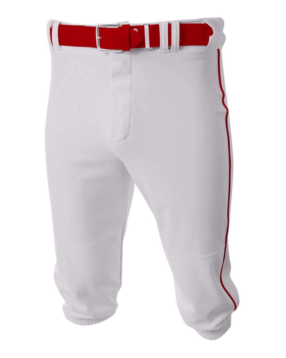 A4 N6003 Baseball Knicker Pant - White Cardinal - HIT a Double