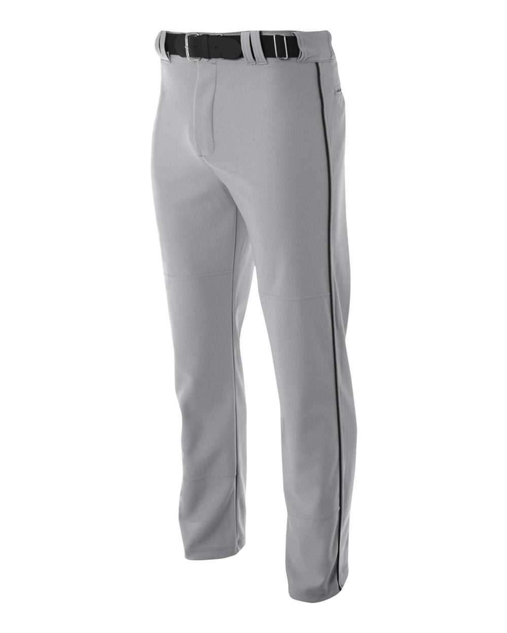 A4 N6162 Pro Style Open Bottom Baggy Cut Baseball Pant - Gray Black - HIT a Double