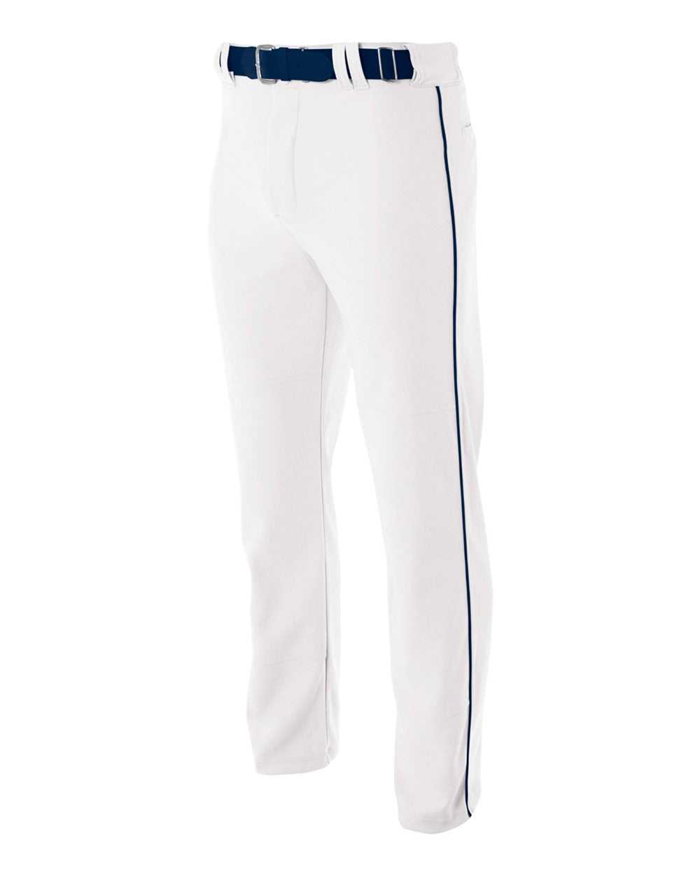 A4 N6162 Pro Style Open Bottom Baggy Cut Baseball Pant - White Navy
