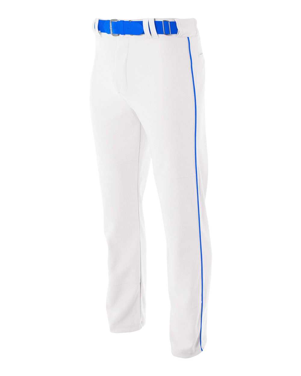 A4 N6162 Pro Style Open Bottom Baggy Cut Baseball Pant - White Royal
