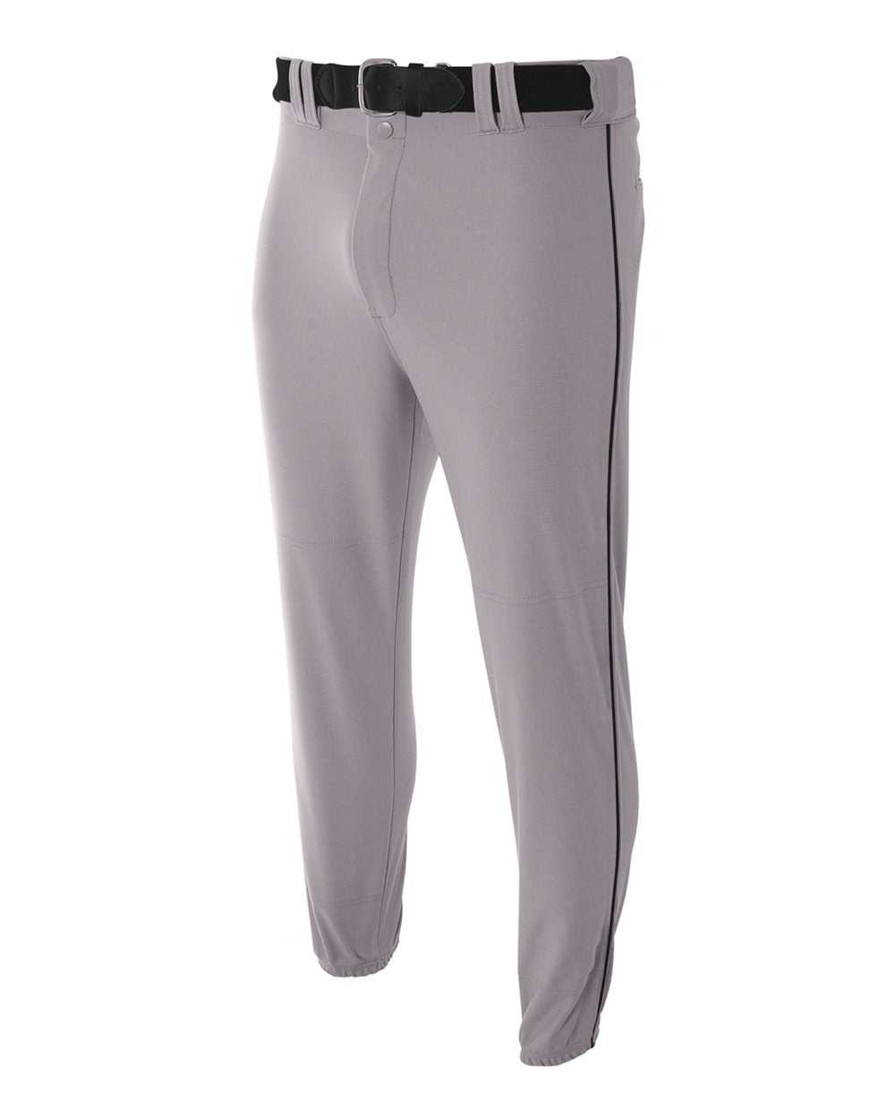 A4 N6178 Pro Style Elastic Bottom Baseball Pant - Gray Black - HIT a Double