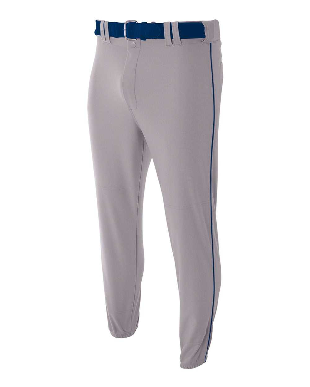 A4 N6178 Pro Style Elastic Bottom Baseball Pant - Gray Navy - HIT a Double