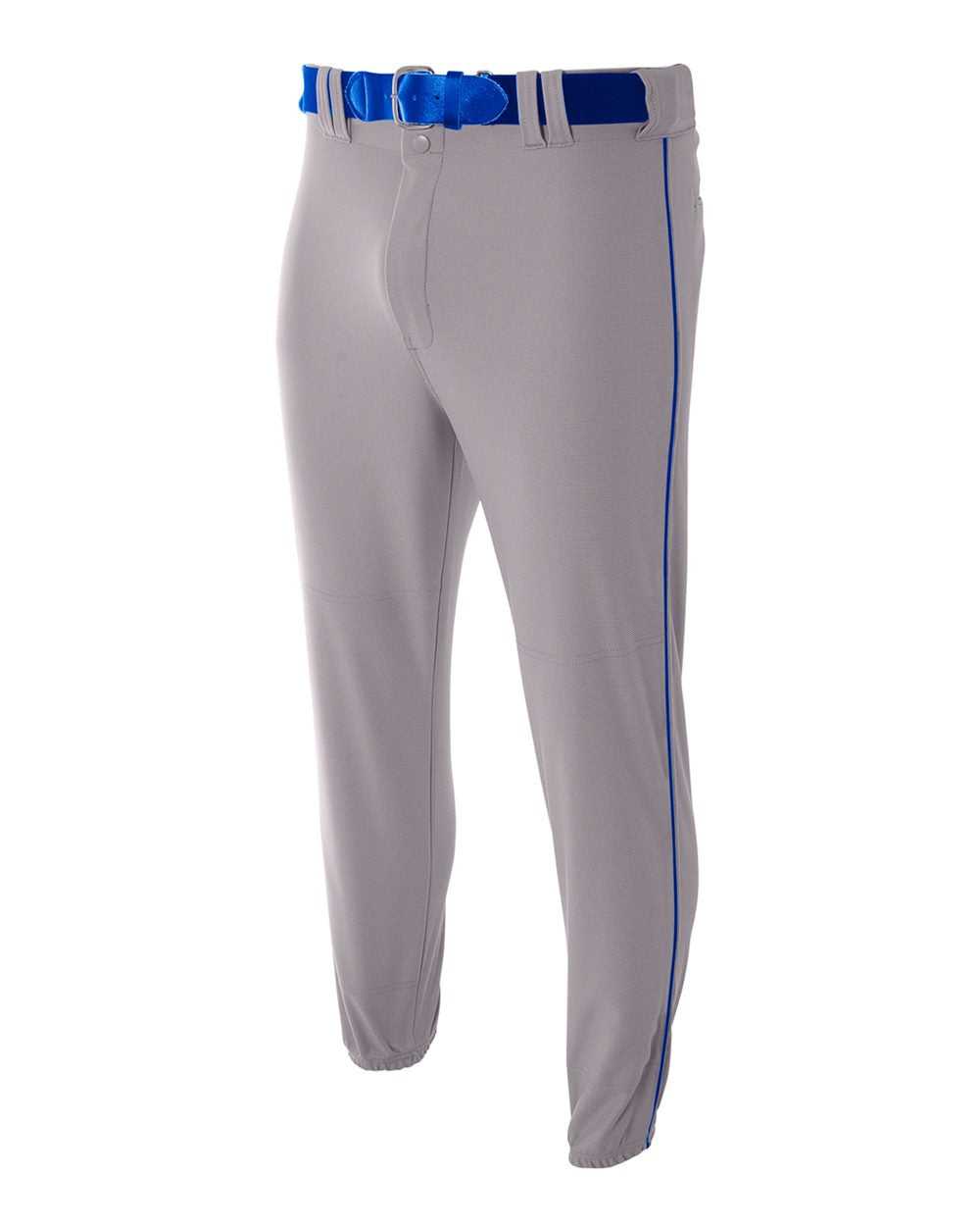 A4 N6178 Pro Style Elastic Bottom Baseball Pant - Gray Royal - HIT a Double