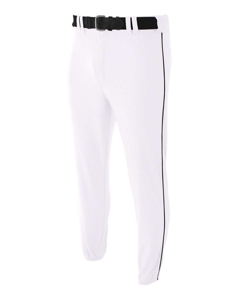 A4 N6178 Pro Style Elastic Bottom Baseball Pant - White Black - HIT a Double