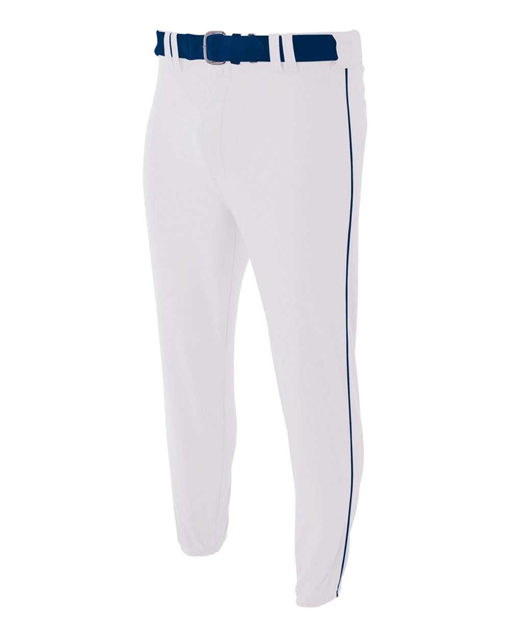 A4 N6178 Pro Style Elastic Bottom Baseball Pant - White Navy - HIT a Double