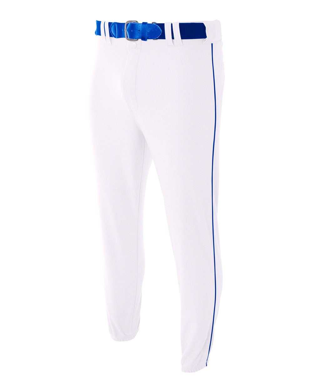 A4 N6178 Pro Style Elastic Bottom Baseball Pant - White Royal - HIT a Double
