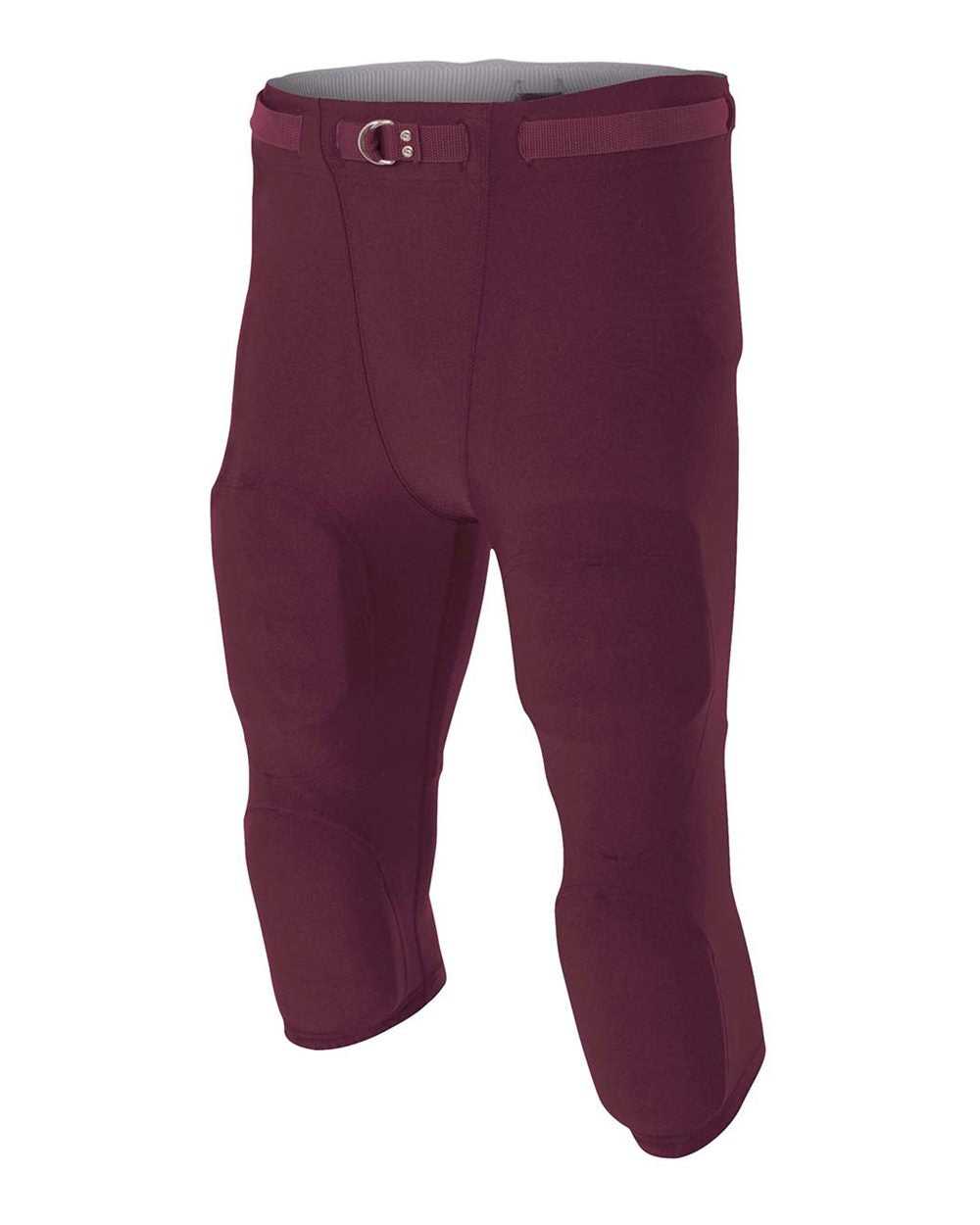 A4 N6181 Men's Flyless Football Pant (Pads Not Included) - Maroon - HIT a Double