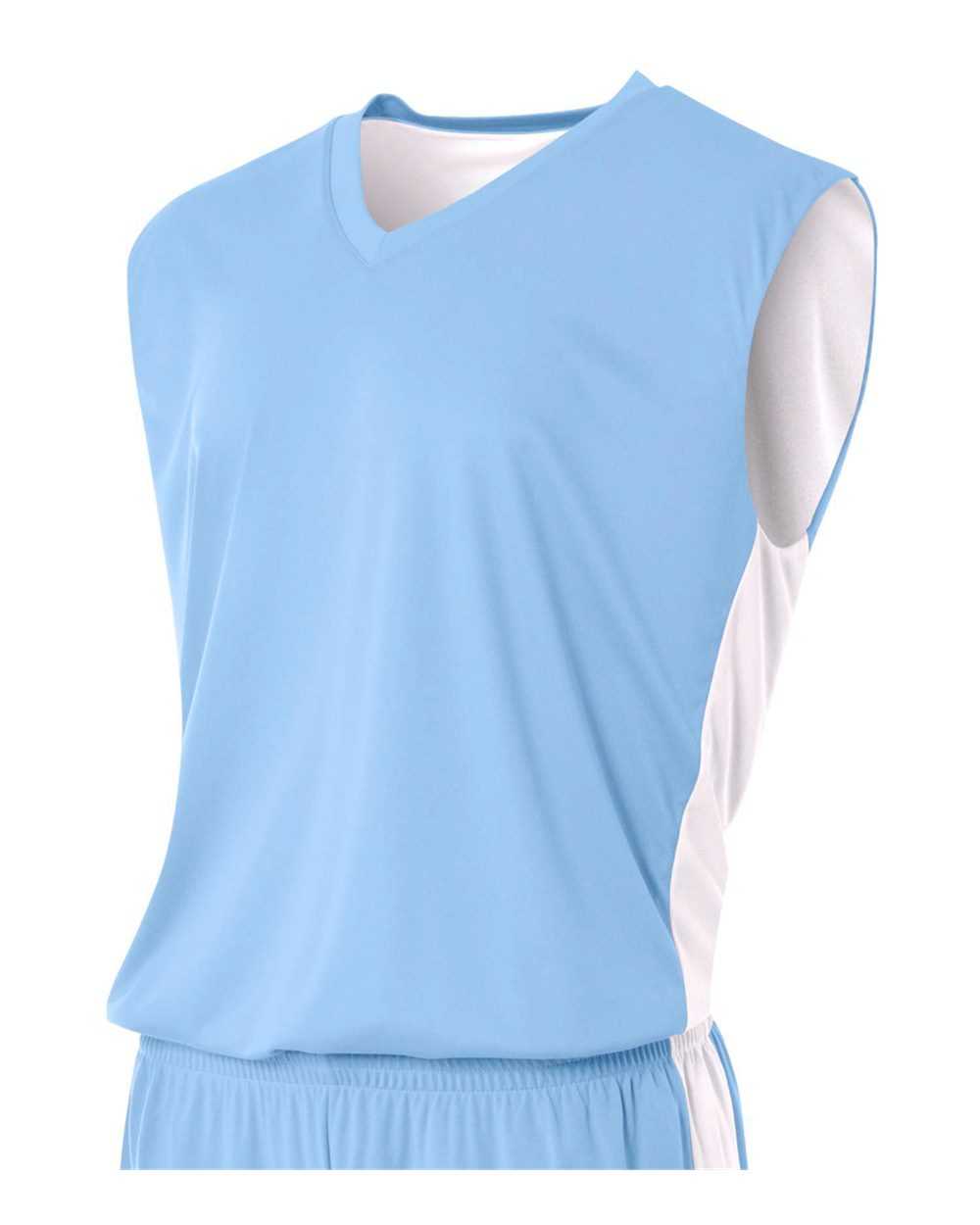 A4 NB2320 Youth Reversible Moisture Management Muscle - Light Blue White - HIT a Double