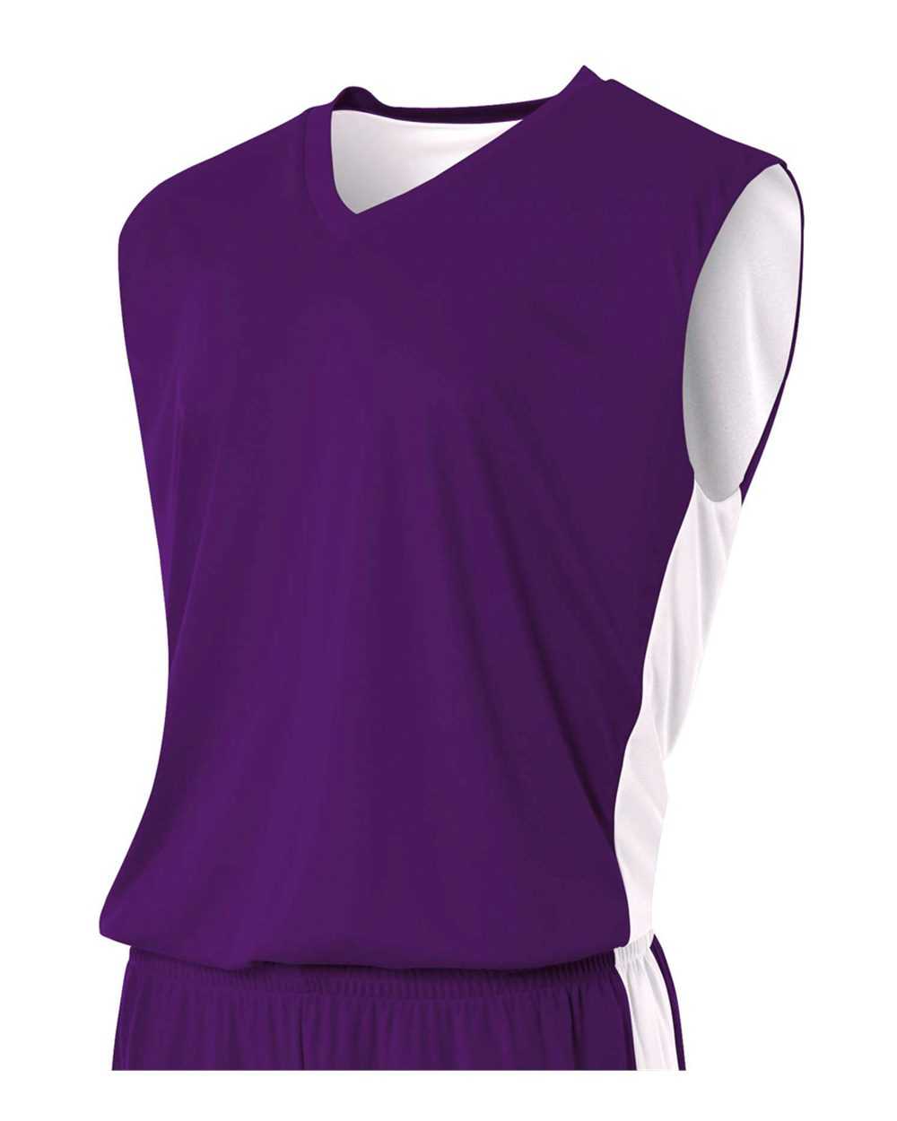 A4 NB2320 Youth Reversible Moisture Management Muscle - Purple White - HIT a Double