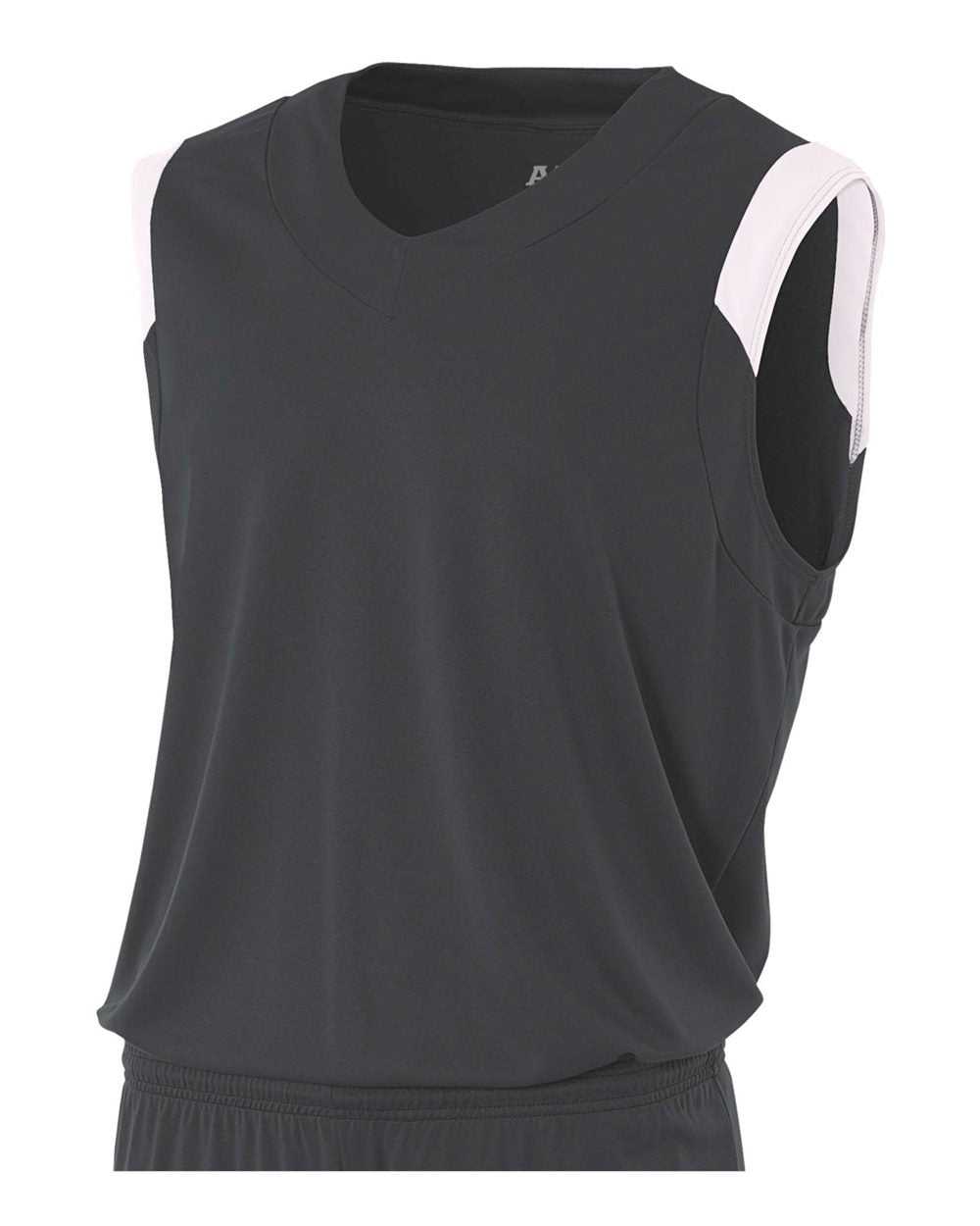 A4 NB2340 Youth Moisture Management V-neck Muscle - Graphite White - HIT a Double