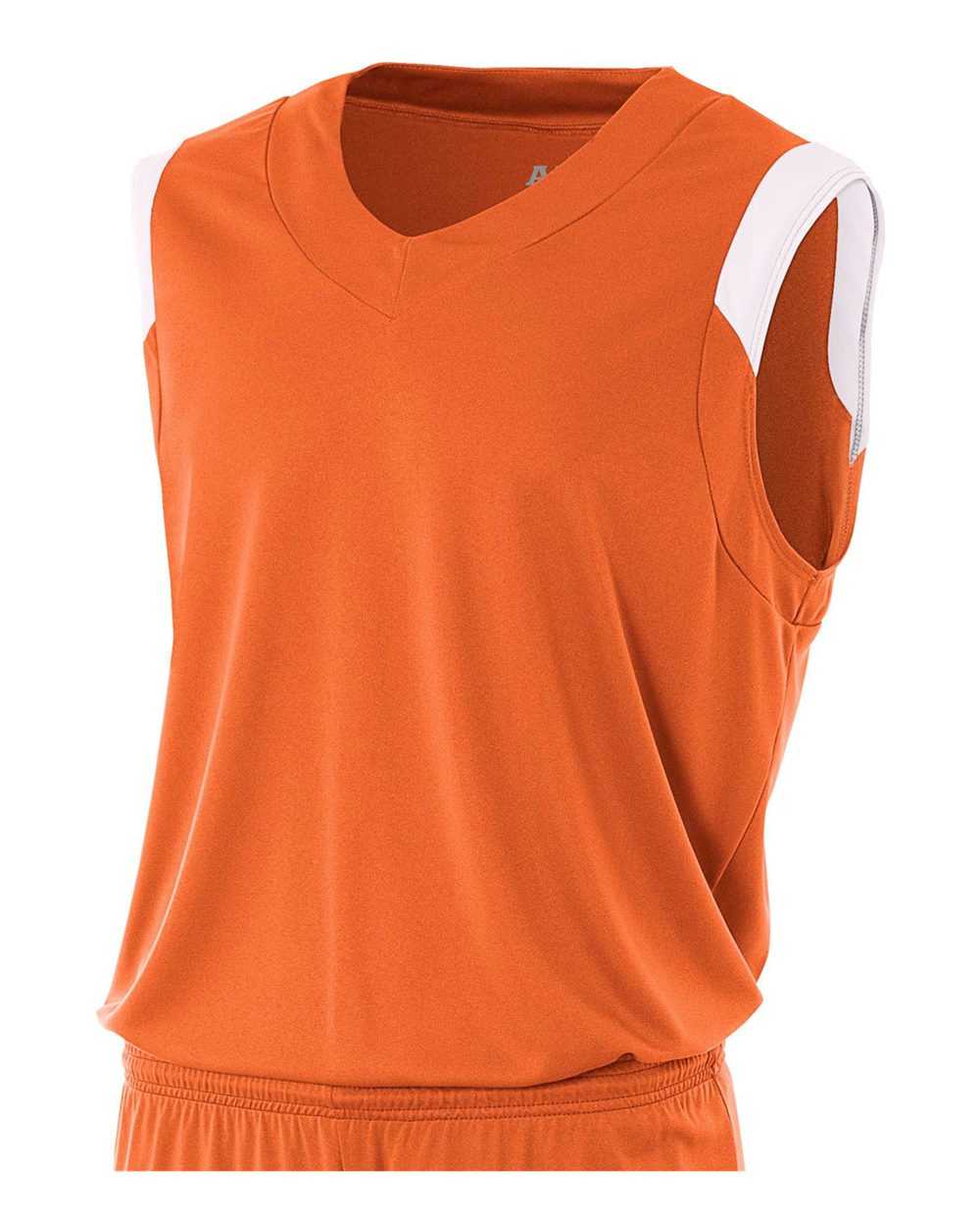 A4 NB2340 Youth Moisture Management V-neck Muscle - Orange White - HIT a Double