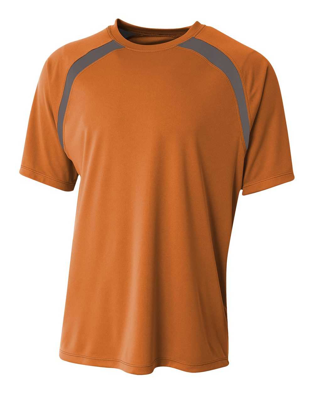 A4 NB3001 Youth Spartan Short Sleeve Color Block Crew - Orange Graphite - HIT a Double