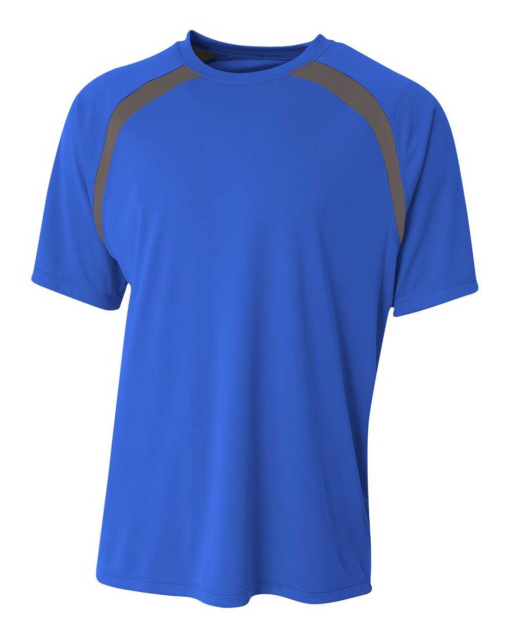 A4 NB3001 Youth Spartan Short Sleeve Color Block Crew - Royal Graphite - HIT a Double