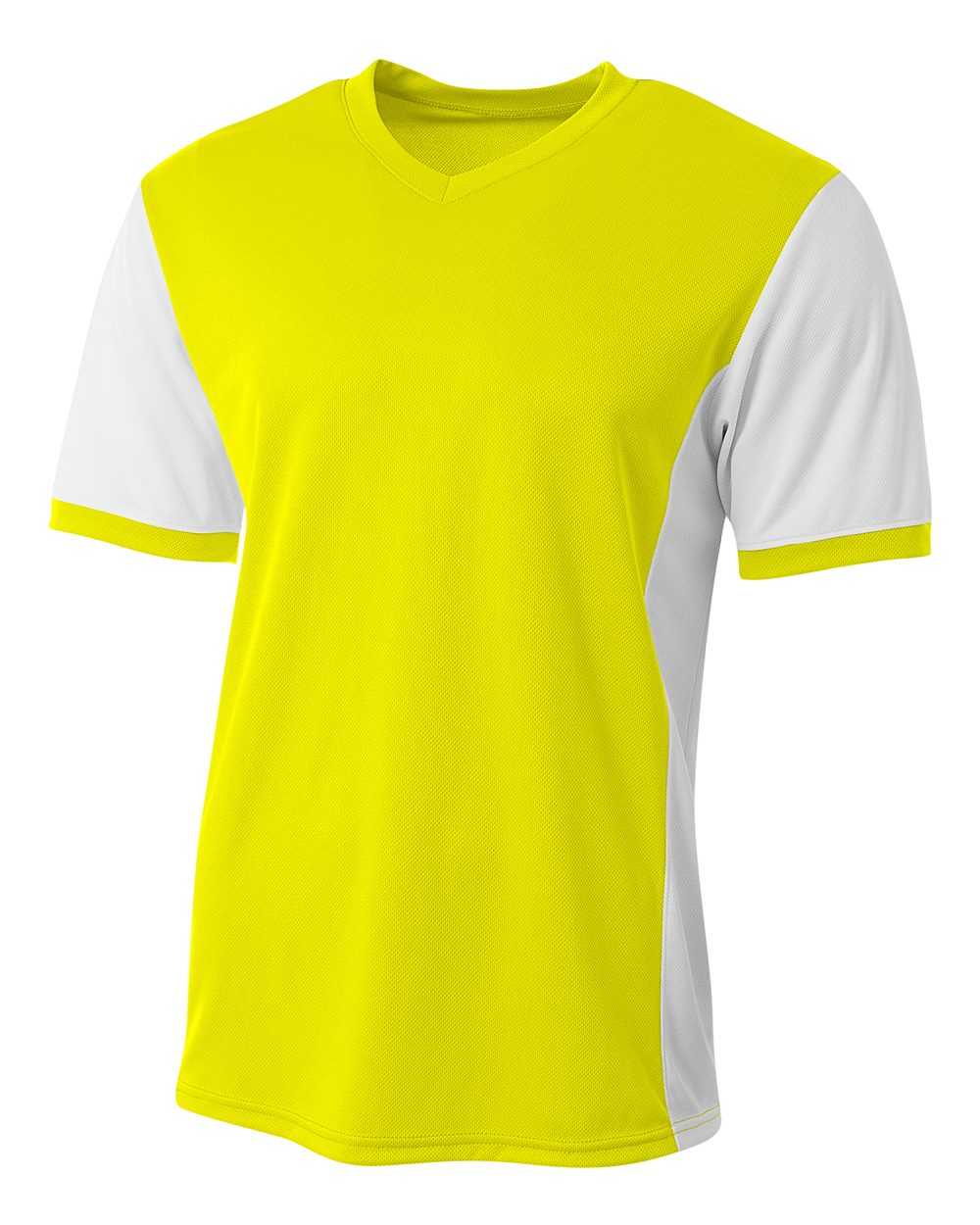 A4 NB3017 Premier Soccer Jersey - Safety Yellow White - HIT a Double