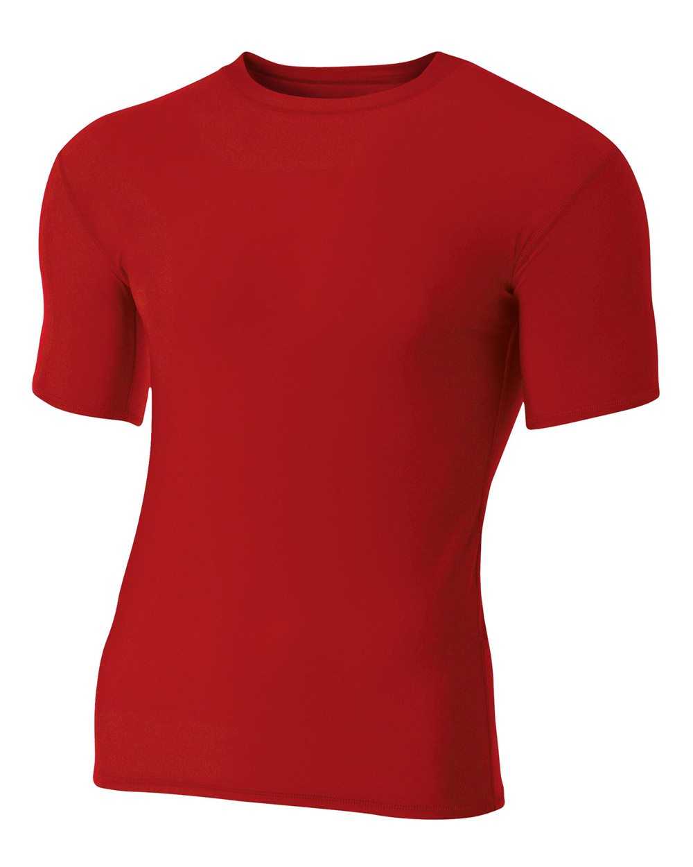A4 NB3130 Youth Short Sleeve Compression Crew - Scarlet - HIT a Double