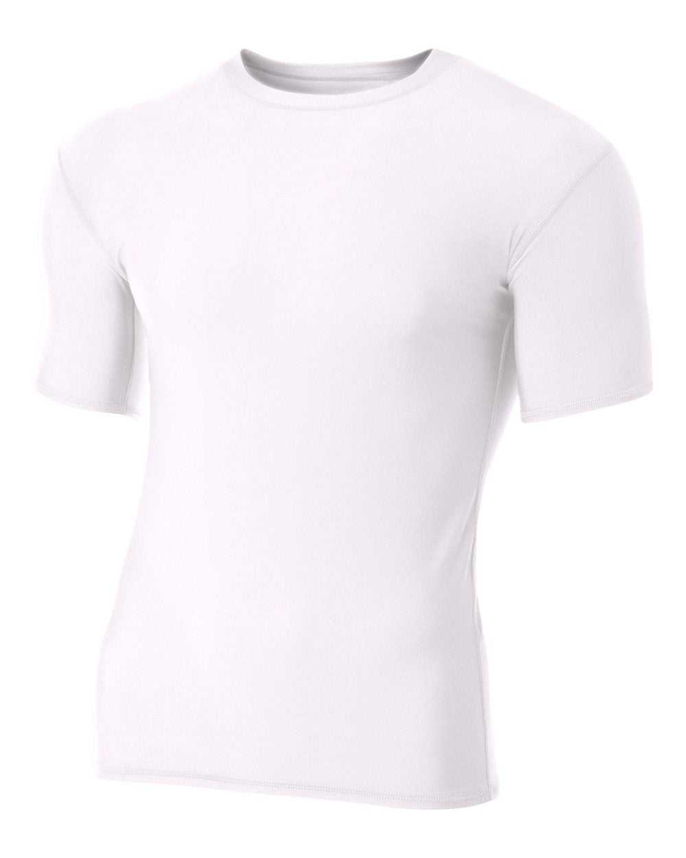 A4 NB3130 Youth Short Sleeve Compression Crew - White - HIT a Double