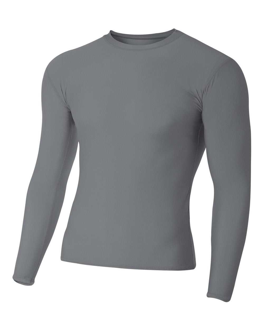 A4 NB3133 Youth Long Sleeve Compression Crew - Graphite - HIT a Double