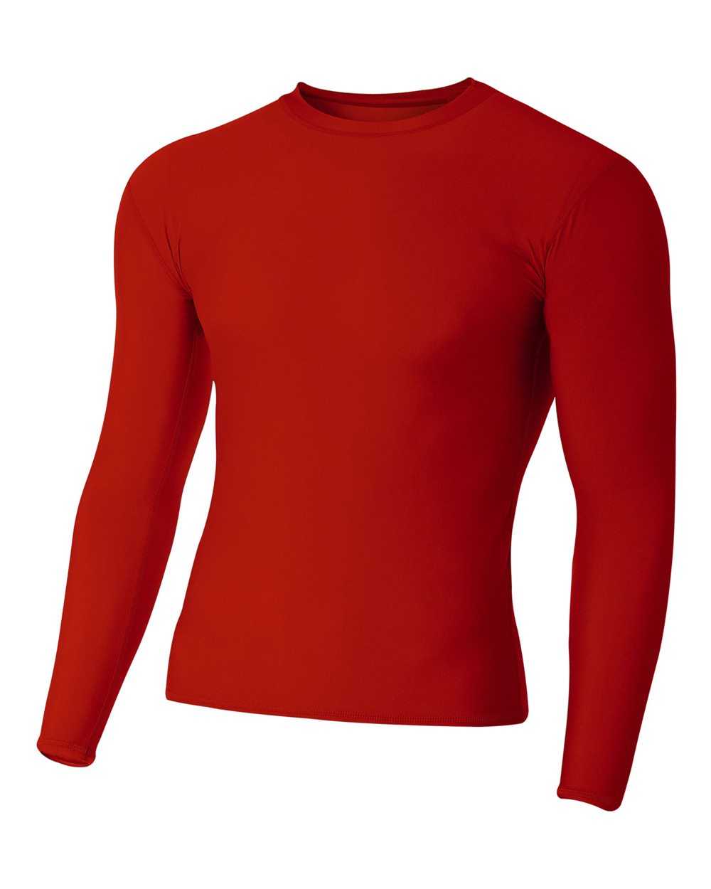 A4 NB3133 Youth Long Sleeve Compression Crew - Scarlet - HIT a Double