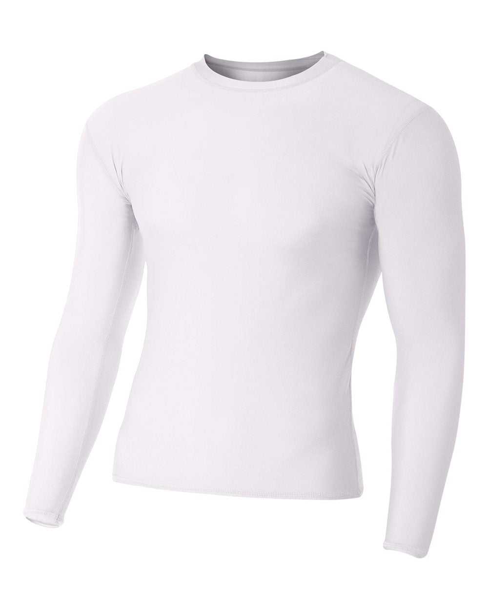A4 NB3133 Youth Long Sleeve Compression Crew - White - HIT a Double