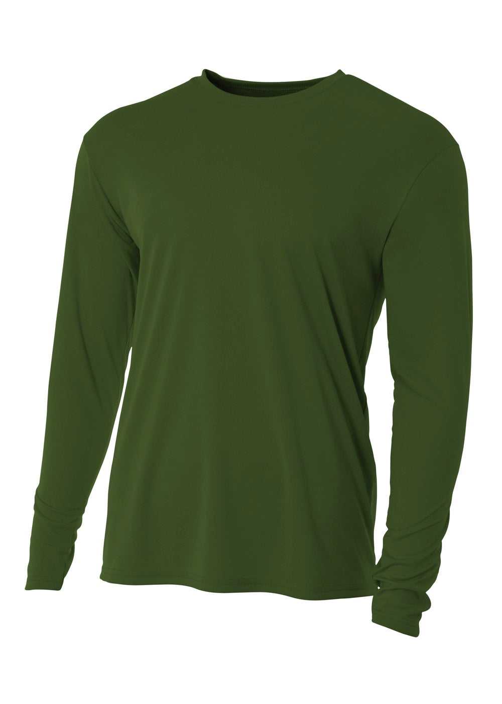 A4 NB3165 Youth Cooling Performance Long Sleeve Crew - Military Green - HIT a Double