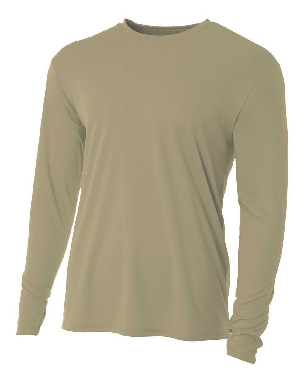 A4 NB3165 Youth Cooling Performance Long Sleeve Crew - Sand - HIT a Double