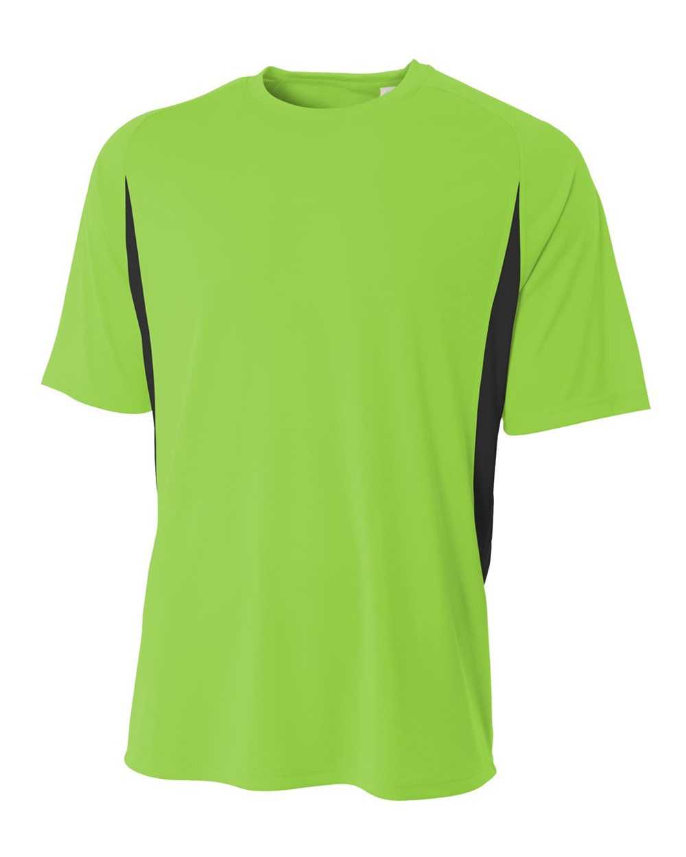 A4 NB3181 Youth Cooling Performance Color Block Short Sleeve Crew - Lime Black - HIT a Double
