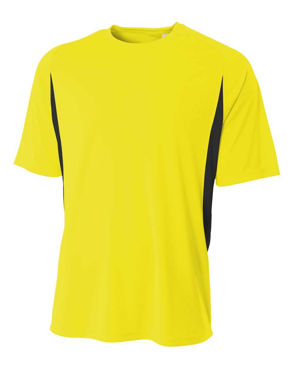 A4 NB3181 Youth Cooling Performance Color Block Short Sleeve Crew - Safety Yellow Black - HIT a Double