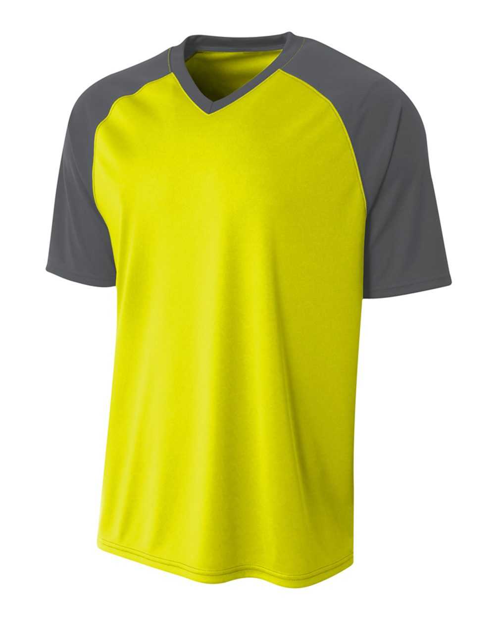A4 NB3373 Youth Strike Jersey - Safety Yellow Graphite - HIT a Double