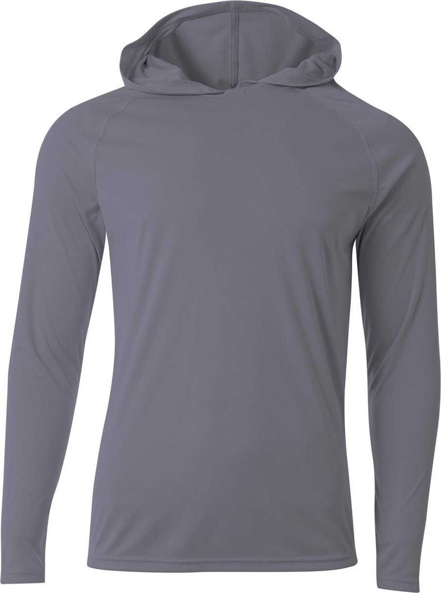 A4 NB3409 Long Sleeve Hooded Tee - Graphite - HIT a Double