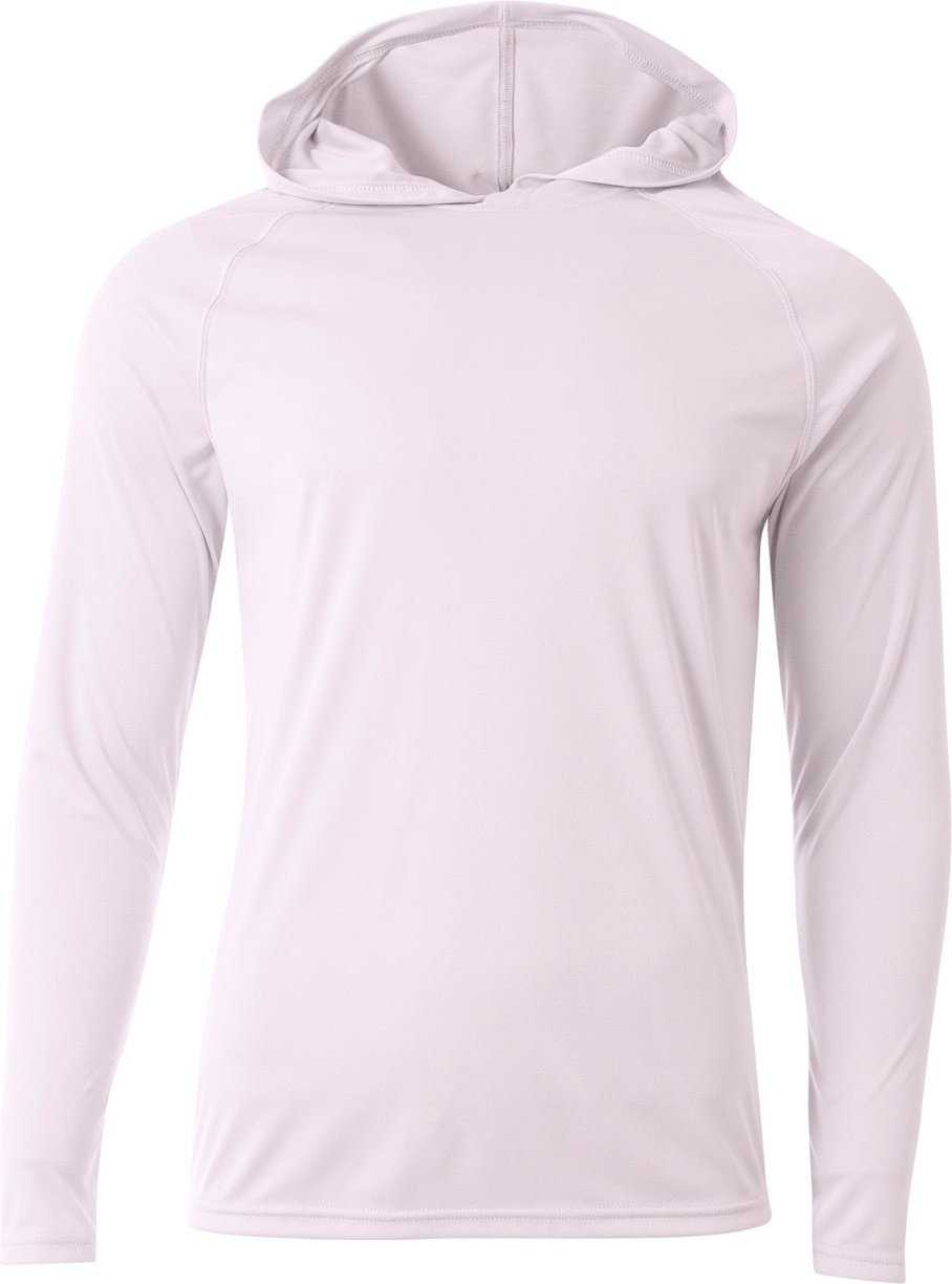 A4 NB3409 Long Sleeve Hooded Tee - White - HIT a Double